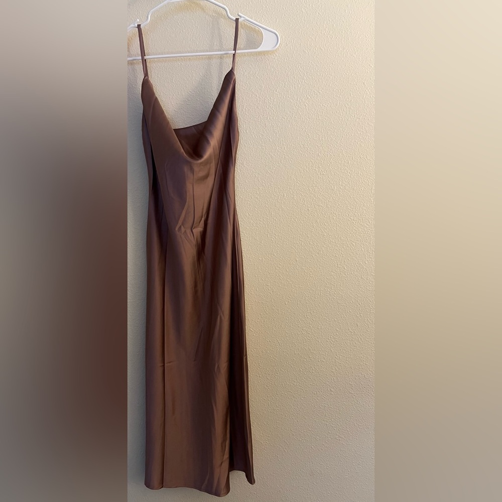 Aspen Midi Mauve Satin Dress - Picture 6 of 6